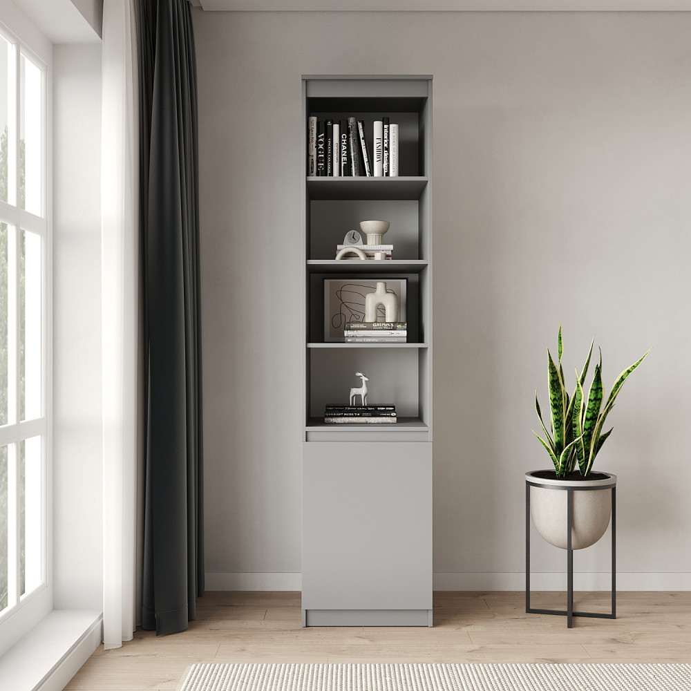 Пенал с открытыми полками MebelStar Нео 1Д 50x50x210 см Серая мышка (MBS-1155)