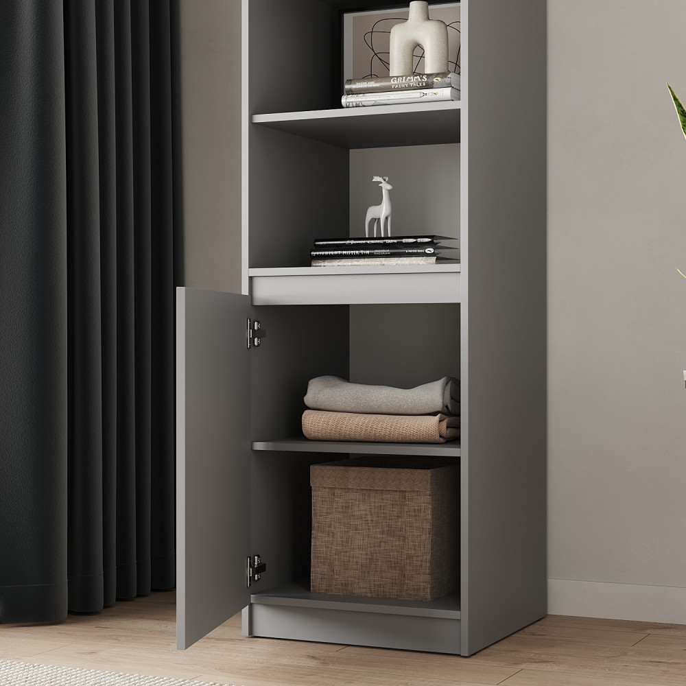 Пенал с открытыми полками MebelStar Нео 1Д 50x50x210 см Серая мышка (MBS-1155)