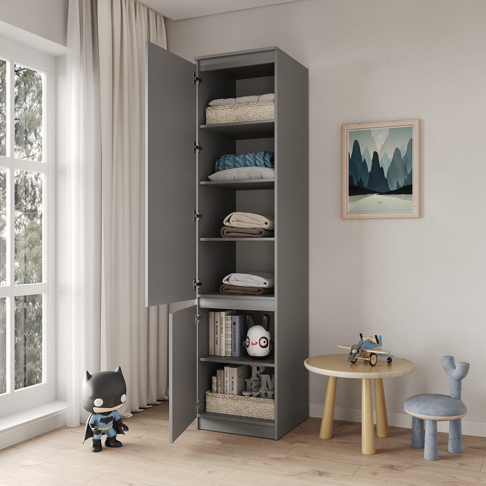 Пенал закрытый с полками MebelStar Нео 2Д 50x50x210 см Серая мышка (MBS-1175)