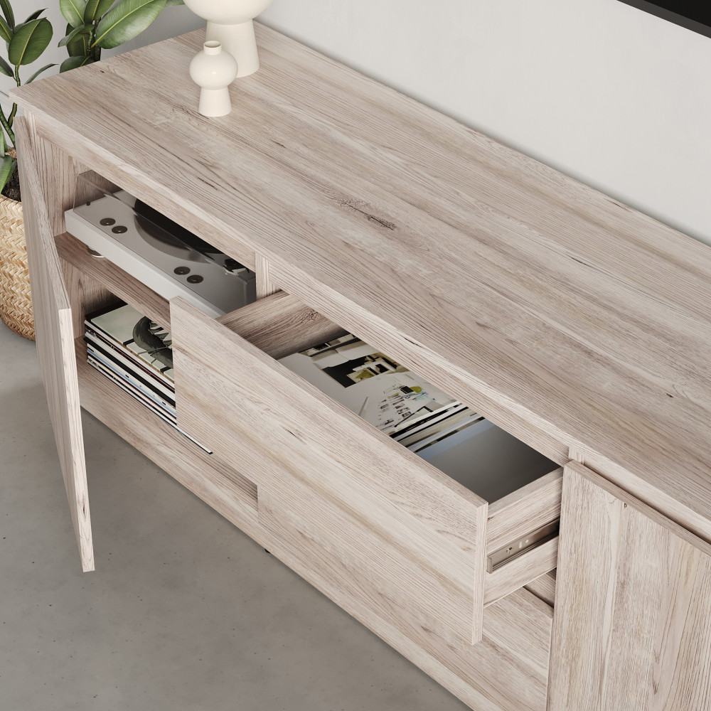 Тумба под телевизор MebelStar Нео 2Ш2Д 150x43x53 см Аляска серый (MBS-1255)