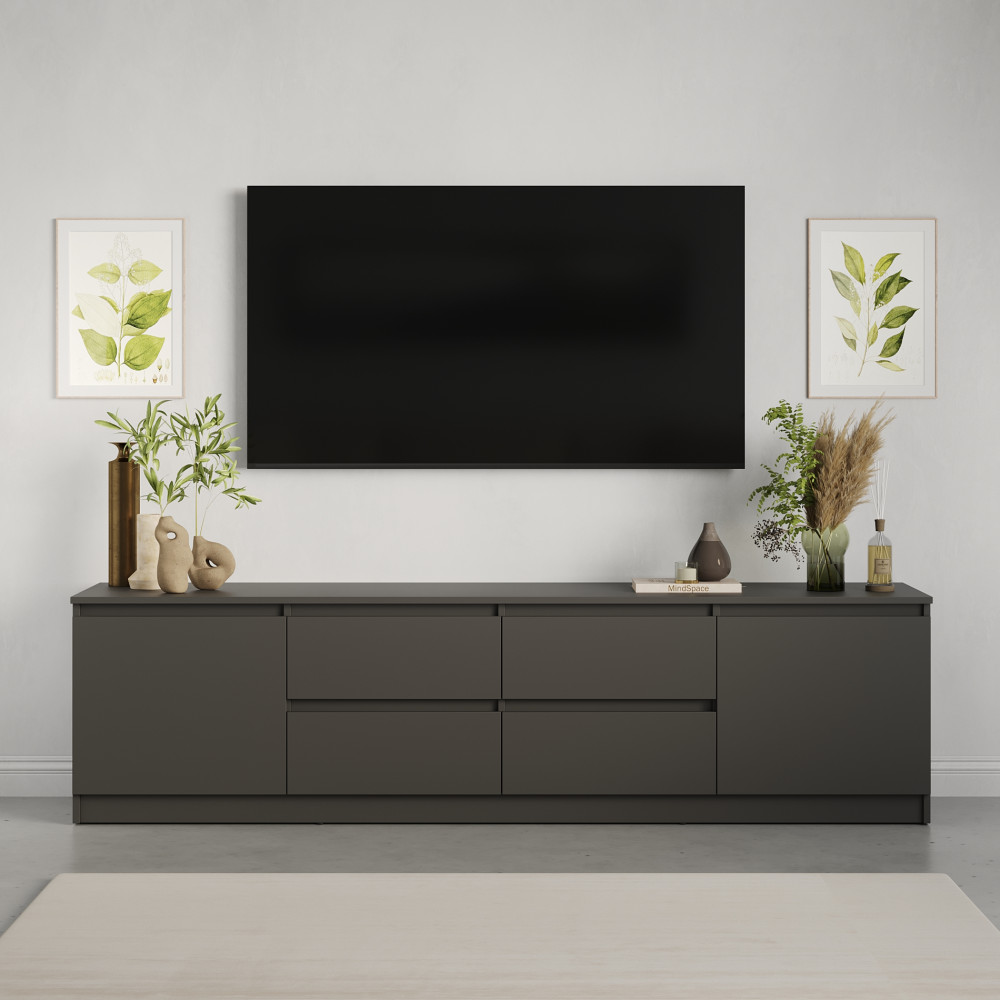 Тумба под телевизор MebelStar Нео 4Ш2Д 200x43x53 см Антрацит (MBS-1265)