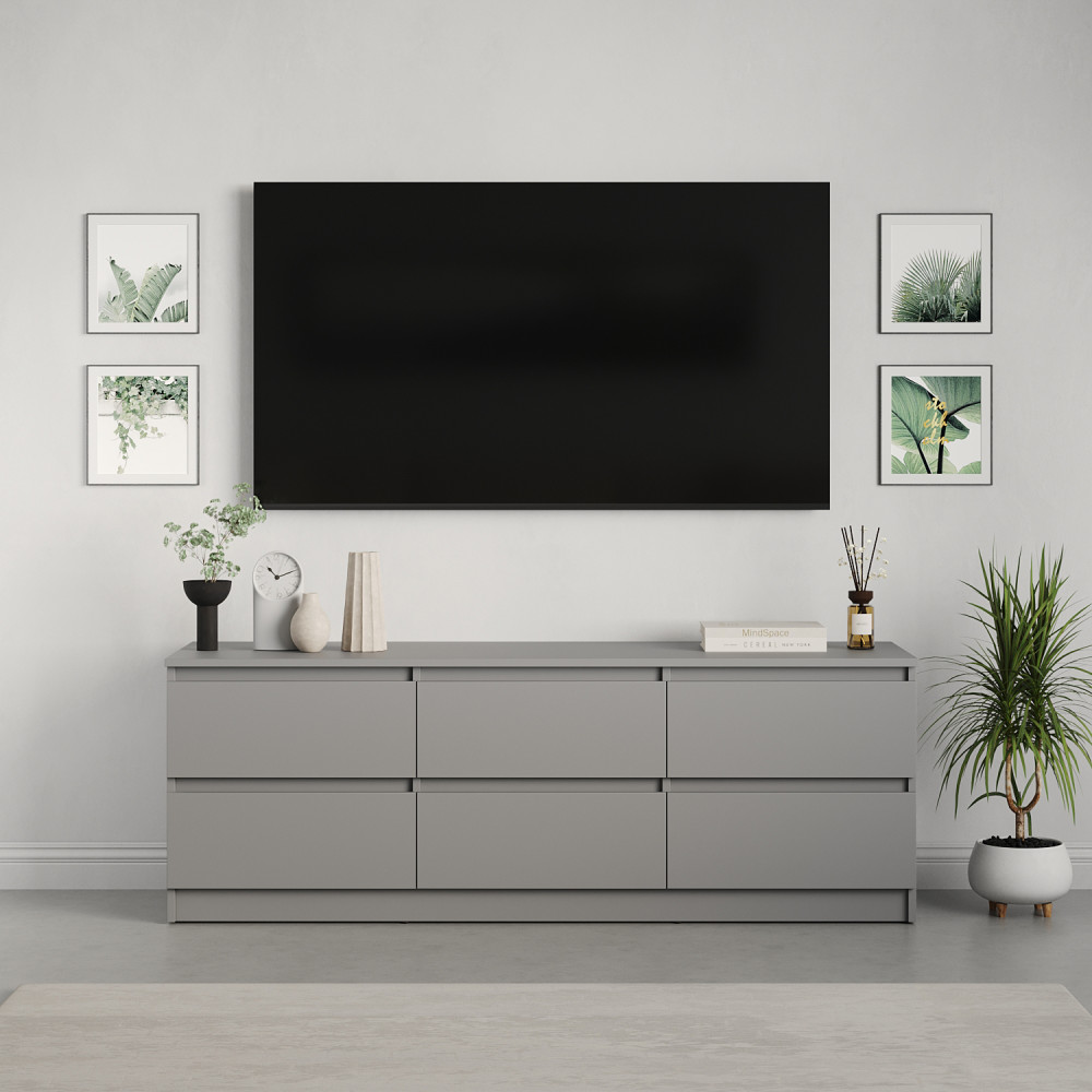 Тумба под телевизор MebelStar Нео 6Ш 150x43x53 см Серая мышка (MBS-1285)