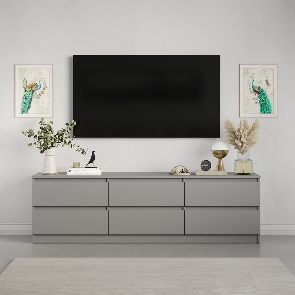 Тумба под телевизор MebelStar Нео 6Ш 180x43x53 см Серая мышка (MBS-1295)