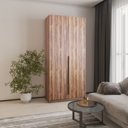 Шкаф 2-дверный MebelStar Оскар ДСП BL-B, дополнительная штанга 100x52x220 см Дуб янтарный (MBS-4493)