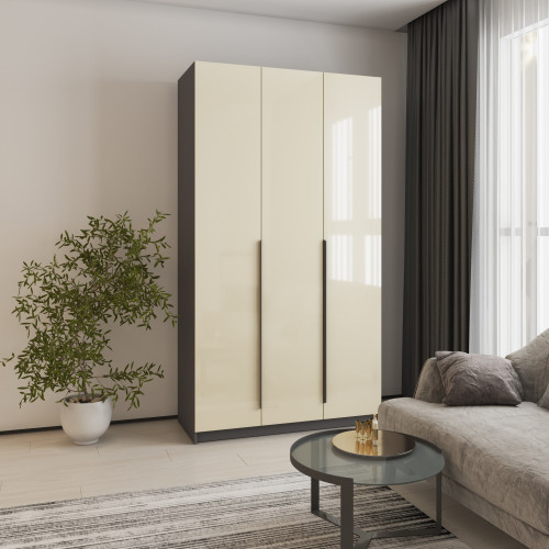 Шкаф 3-дверный MebelStar Оскар Gloss BL-B, блок ящиков+полки 120x52x220 см Антрацит/Альмонд (MBS-5207)