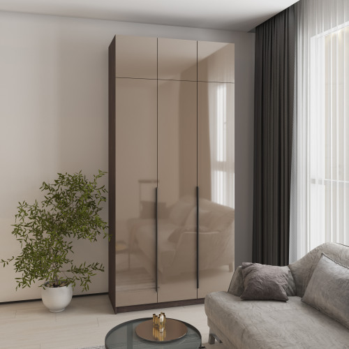 Шкаф 3-дверный с антресолью MebelStar Оскар Gloss BL-B, комплект полок 120x52x260 см Дуб ристрето/Латте (MBS-5433)