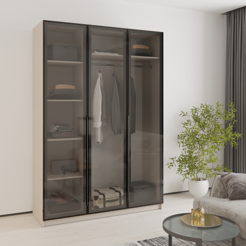 MebelStar 3-door wardrobe Oscar Showcase BL-B, standard Cashmere, 150x52x220 cm (MBS-6709)