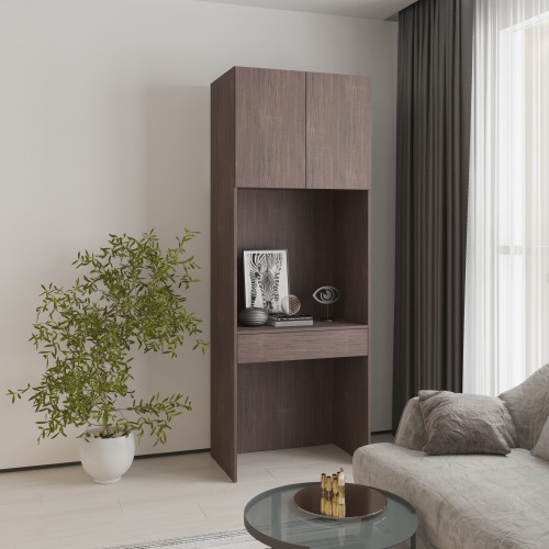 MebelStar Open cabinet with table Oscar chipboard Ristreto oak, 80x52x220 cm (MBS-6799)