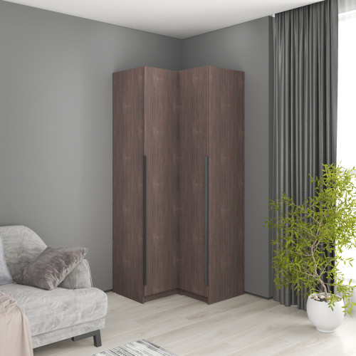 MebelStar Corner wardrobe Oscar chipboard BL-B, standard Ristreto oak, 87x52x220 cm (MBS-6929)