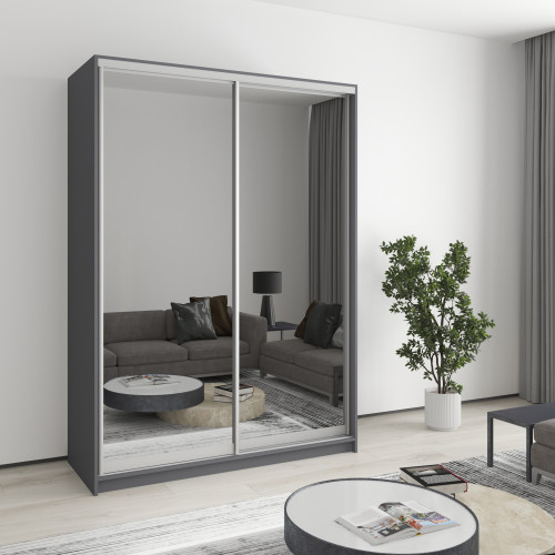 Шкаф-купе двухдверный MebelStar Комбо AL 2 Зеркала 150x45x210 см Антрацит (MBS-2774)