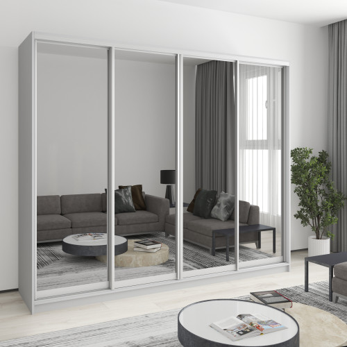 Шкаф-купе четырехдверный MebelStar Комбо AL 4 Зеркала 250x45x210 см Серая мышка (MBS-12578)