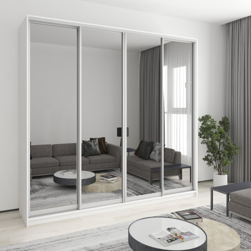 MebelStar Four-door wardrobe Combo AL 4 Mirrors Alaska white, 250x45x240 cm (MBS-13418)