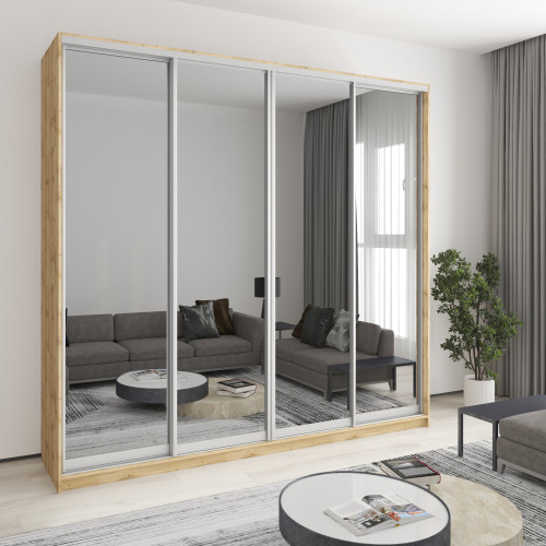 MebelStar Four-door wardrobe Combo AL 4 Mirrors Tahoe Oak, 250x45x240 cm (MBS-13458)