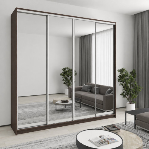 Шкаф-купе четырехдверный MebelStar Стандарт AL 4 Зеркала 250x45x240 см Дуб ристрето (MBS-13218)