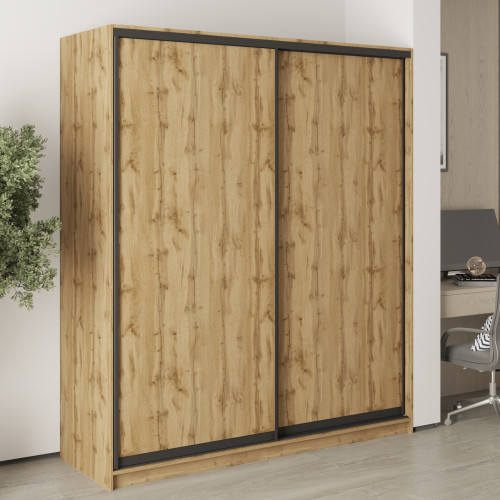 MebelStar Two-door wardrobe Uni BG 2DSP Tahoe Oak, 180x45x210 cm (MBS-11348)