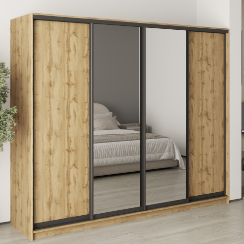 MebelStar Four-door wardrobe Standard BG 2DSP/2 Mirrors Tahoe Oak, 250x60x210 cm (MBS-11878)
