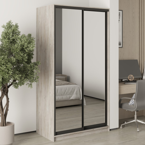 MebelStar Two-door wardrobe Standard BG 2 Mirrors Alaska gray, 110x45x210 cm (MBS-11138)