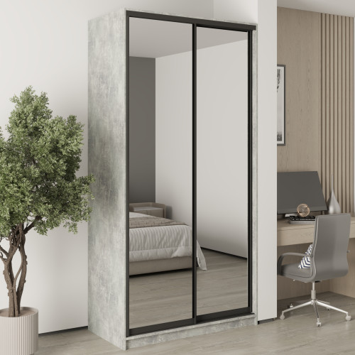 Шафа-купе дводверна MebelStar Уні BG 2 Дзеркала 120x60x240 см Бетон (MBS-10558)
