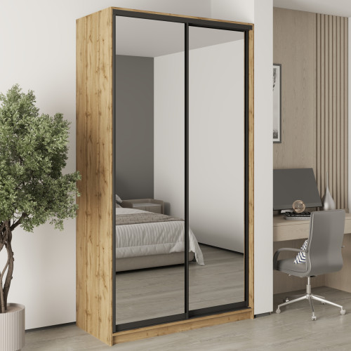 MebelStar Two-door wardrobe Standard BG 2 Mirrors Tahoe Oak, 130x45x240 cm (MBS-10348)