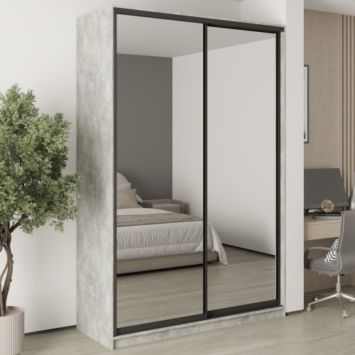 MebelStar Two-door wardrobe Standard BG 2 Mirrors Concrete, 160x60x240 cm (MBS-10378)
