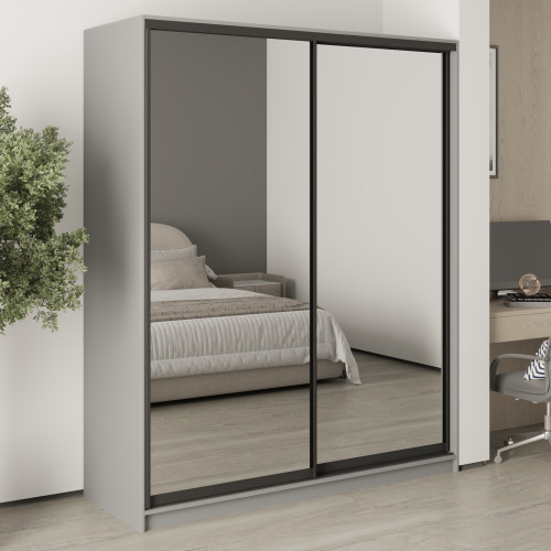 MebelStar Two-door wardrobe Standard BG 2 Mirrors Gray mouse, 170x45x210 cm (MBS-11198)
