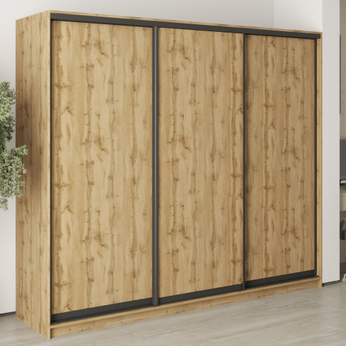 MebelStar Three-door wardrobe Uni BG 3DSP Tahoe oak, 240x45x210 cm (MBS-7960)