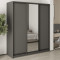 MebelStar Three-door wardrobe Combo BG 2DSP/Mirror Anthracite, 180x45x210 cm (MBS-9068)