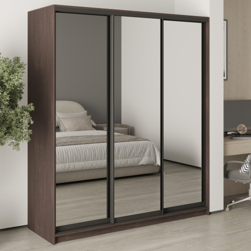 Шкаф-купе трехдверный MebelStar Комбо BG 3 Зеркала 180x45x210 см Дуб ристрето (MBS-9348)
