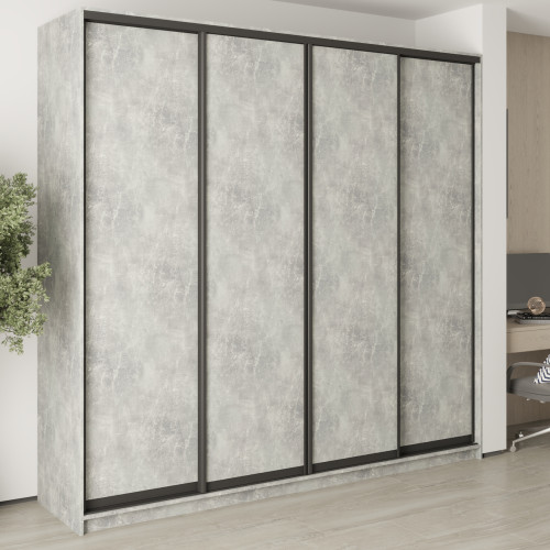 Шкаф-купе четырехдверный MebelStar Стандарт BG 4ДСП 250x45x240 см Бетон (MBS-12618)