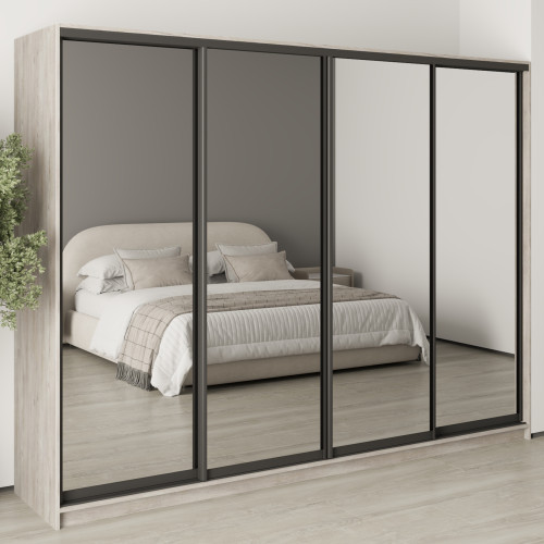 MebelStar Four-door wardrobe Standard BG 4 Mirrors Alaska gray, 270x60x210 cm (MBS-11888)