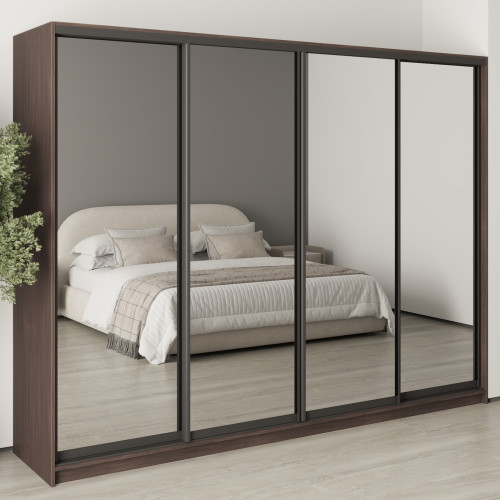 MebelStar Four-door wardrobe Standard BG 4 Mirrors Ristreto Oak, 270x60x210 cm (MBS-11928)