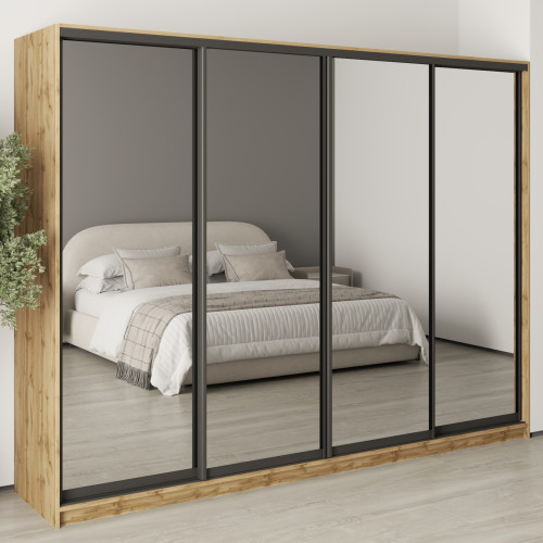 MebelStar Four-door wardrobe Standard BG 4 Mirrors Tahoe Oak, 270x45x210 cm (MBS-11948)