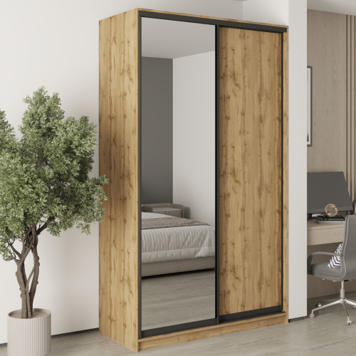 MebelStar Two-door wardrobe Standard BG DSP/Mirror Tahoe Oak, 140x60x240 cm (MBS-10268)