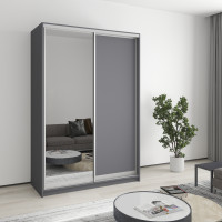 Шкаф-купе двухдверный MebelStar Стандарт AL ДСП/Зеркало 140x45x210 см Антрацит (MBS-2364)