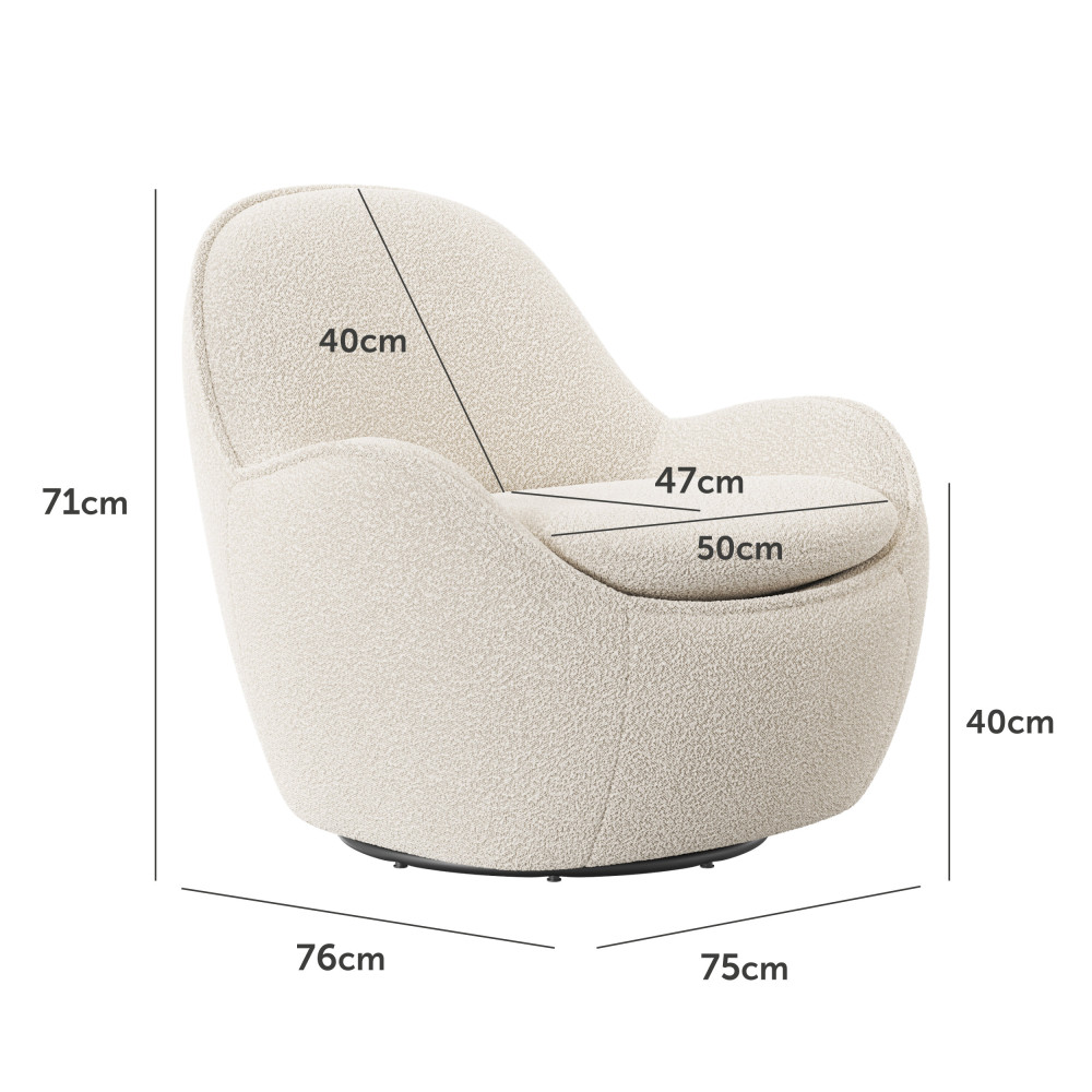 Кресло мягкое поворотное Vetro Каллисто Айвори (VTR-1021)