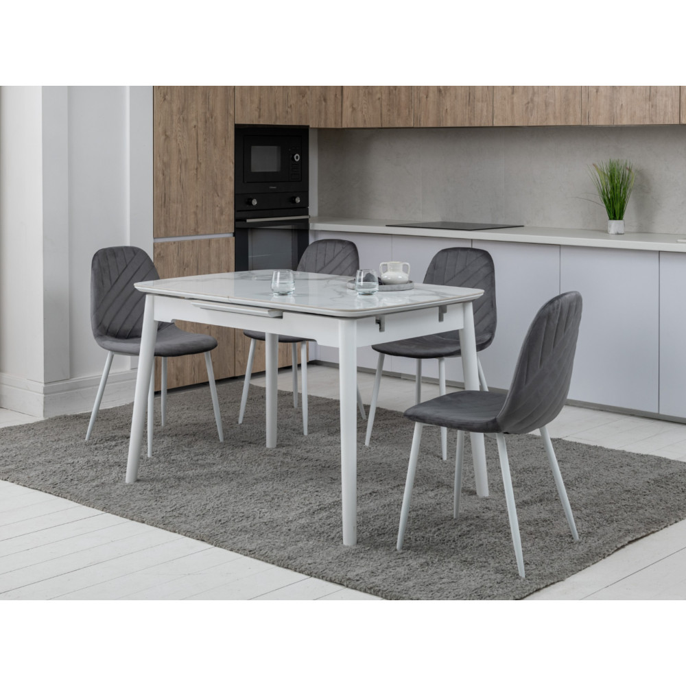 Обеденный керамический стол Vetro TM-76 Dайт Клауд/Белый (VTR-1187)