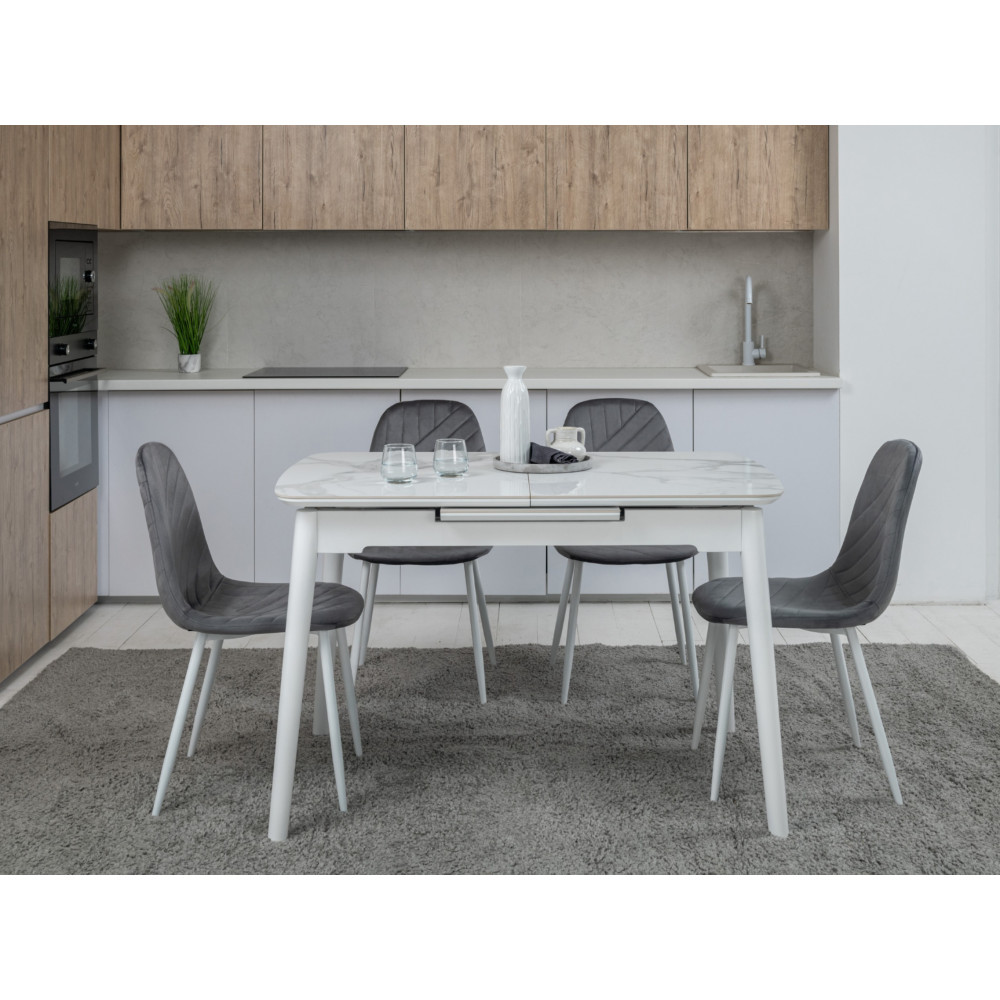 Обеденный керамический стол Vetro TM-76 Dайт Клауд/Белый (VTR-1187)