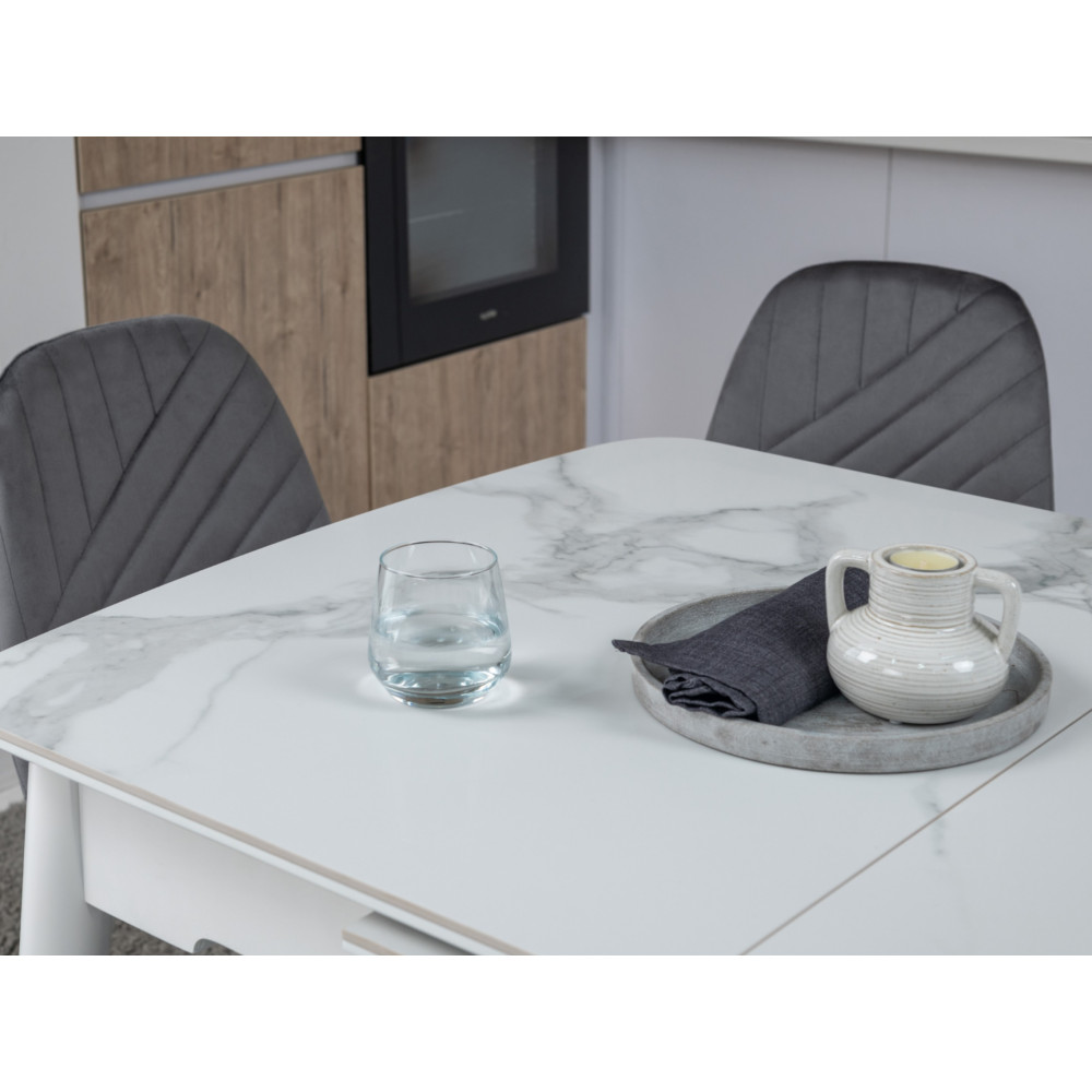Обеденный керамический стол Vetro TM-76 Dайт Клауд/Белый (VTR-1187)