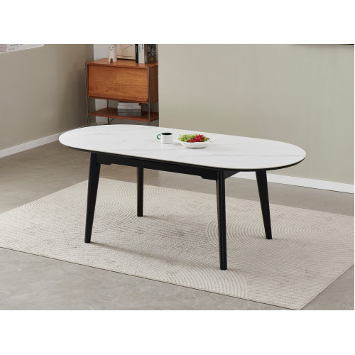 Обеденный керамический стол Vetro TM-126 Белый мрамор/Черный (VTR-1197)