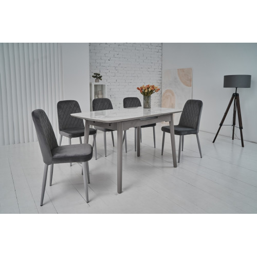 Обеденный керамический стол Vetro TM-84 Каса вайт/Серый (VTR-1207)