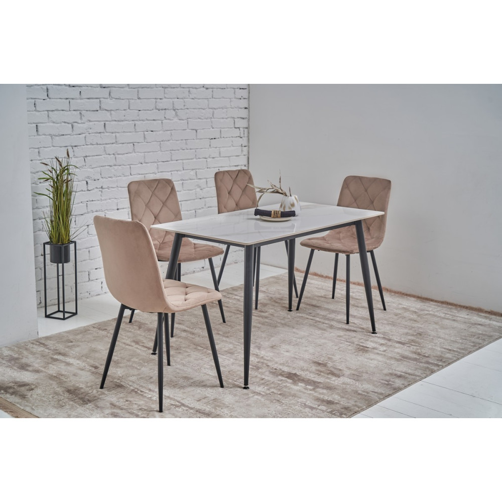 Обеденный керамический стол Vetro TM-100 Олимпо вайт/Черный (VTR-1277)