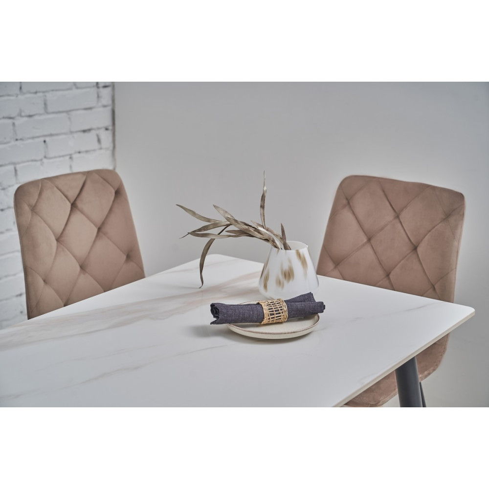 Обеденный керамический стол Vetro TM-100 Олимпо вайт/Черный (VTR-1277)