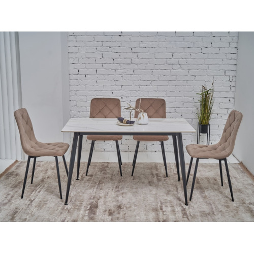 Обеденный керамический стол Vetro TM-100 Олимпо вайт/Черный (VTR-1277)