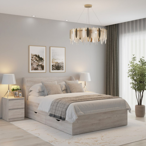 MebelStar Bed Double bed Adele with drawers 140x200 cm Alaska gray (MBS-1001)