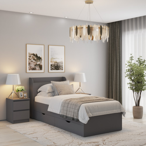 MebelStar Bed Single bed Adele with drawers 90x200 cm Anthracite (MBS-1418)