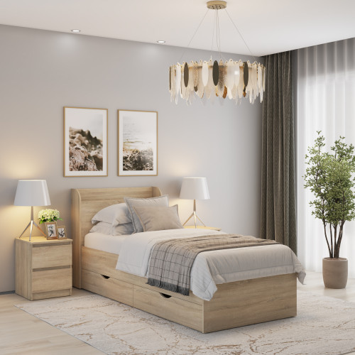 MebelStar Bed Single bed Adele with drawers 90x200 cm Sonoma oak (MBS-1420)