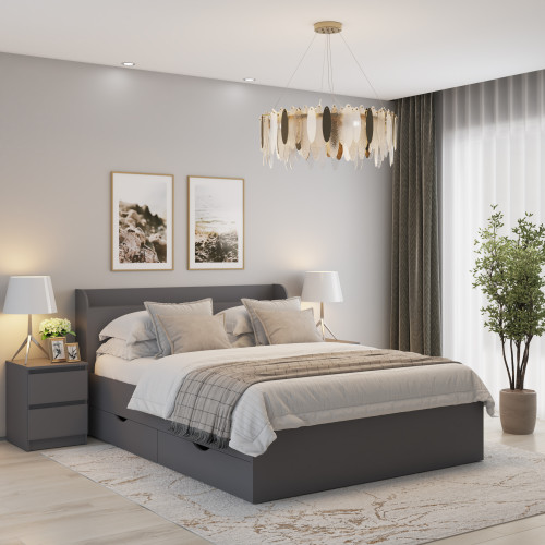 MebelStar Bed Double bed Adele with drawers 160x200 cm Anthracite (MBS-1426)