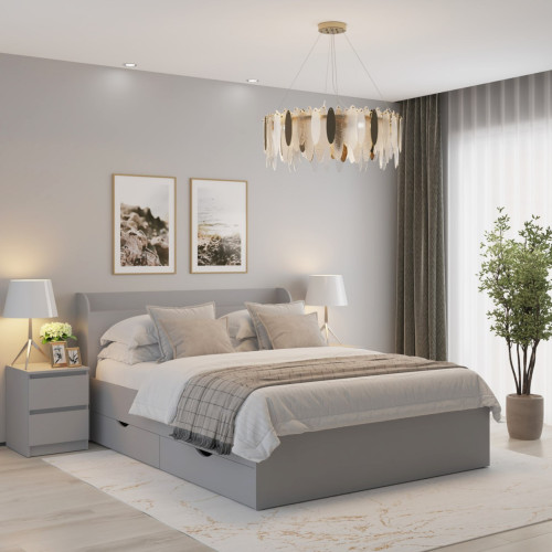 MebelStar Bed Double bed Adele with drawers 160x200 cm Gray mouse (MBS-4316)