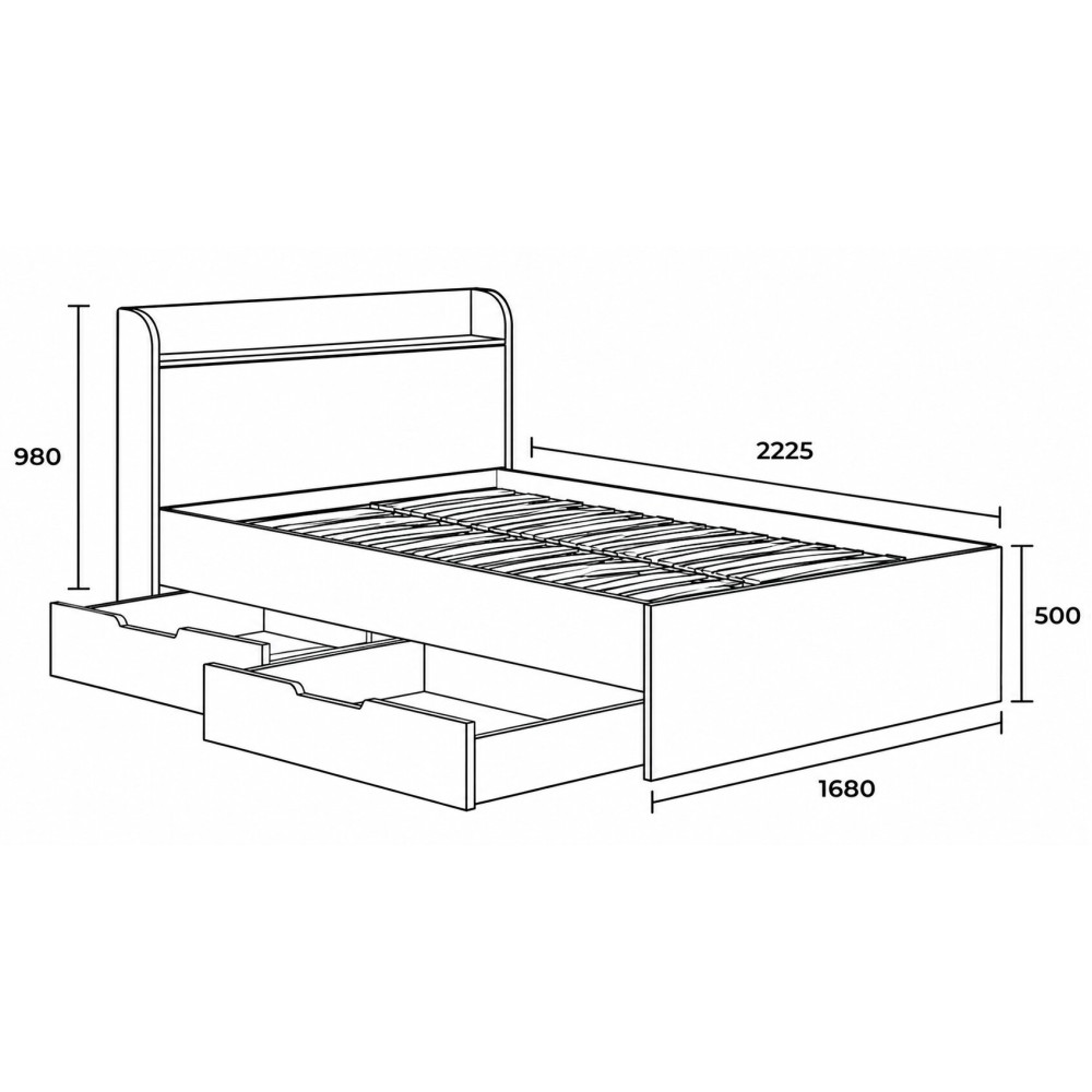 Ліжко двоспальне MebelStar Адель з ящиками 160x200 см Антрацит (MBS-1426)