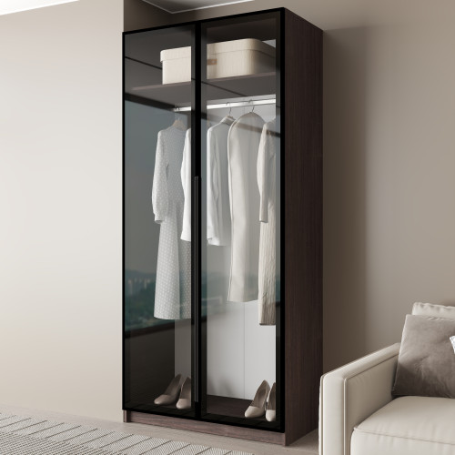 MebelStar 2-door wardrobe Oscar Showcase BL-B, standard Ristreto oak, 100x52x220 cm (MBS-6688)